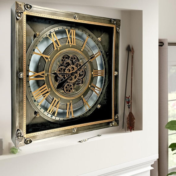 Wall Clock Moving Gears