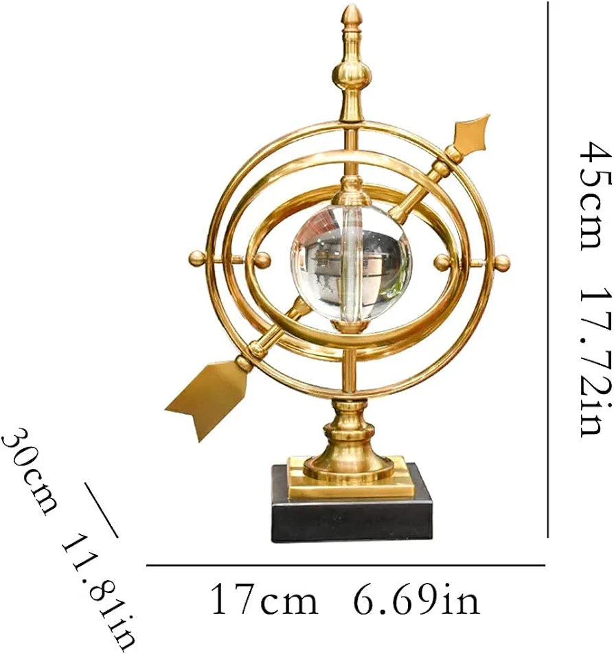 Brass Table Decor Crystal Ball Globe