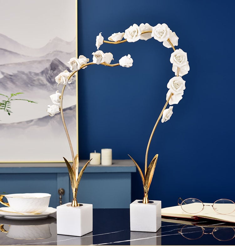 Golden Marble Flower Decor