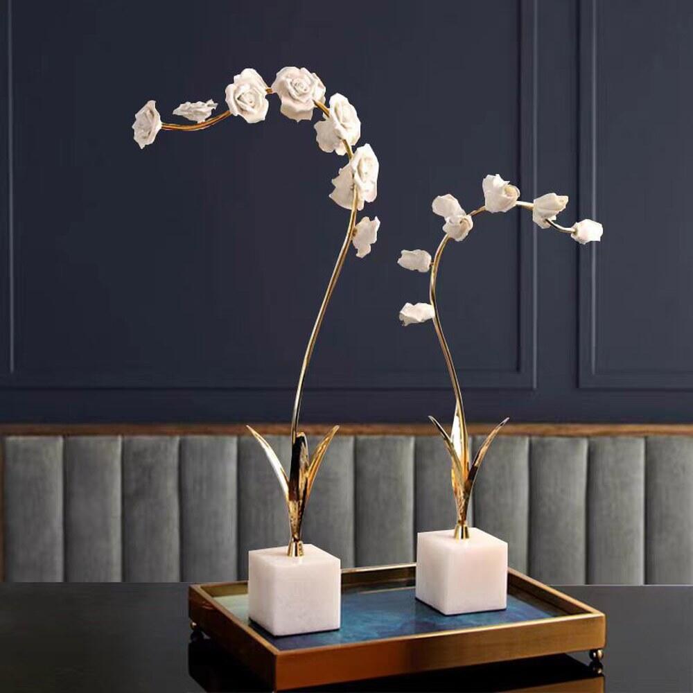 Golden Marble Flower Decor