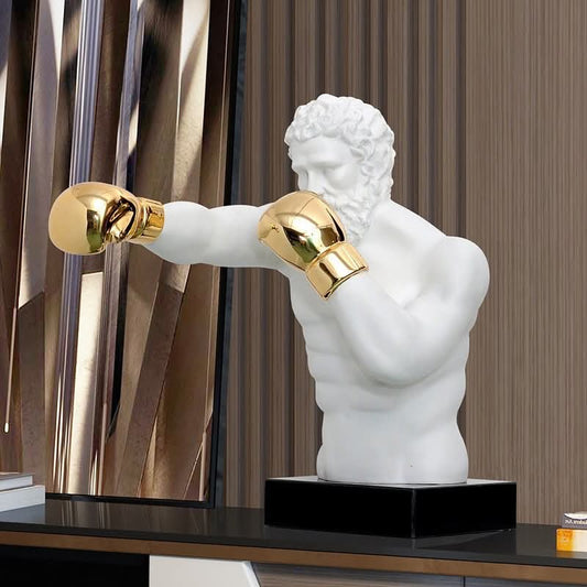 Boxer Man Statue Marble Base