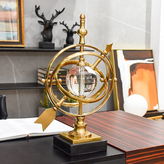 Brass Table Decor Crystal Ball Globe