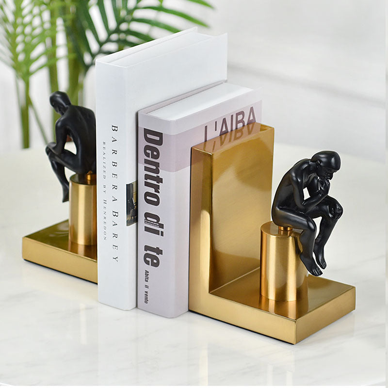 Thinker Brass Bookend