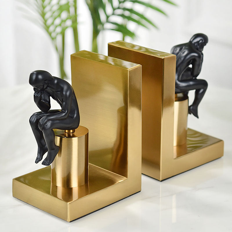 Thinker Brass Bookend