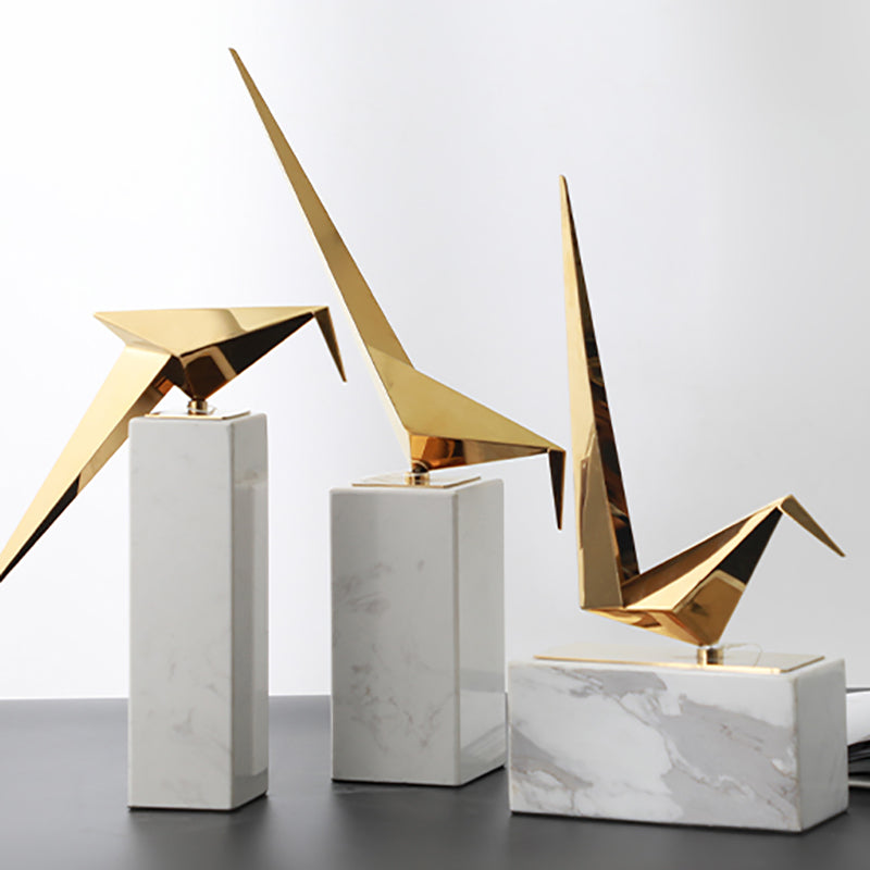 Brass & SS Bird Marble Base